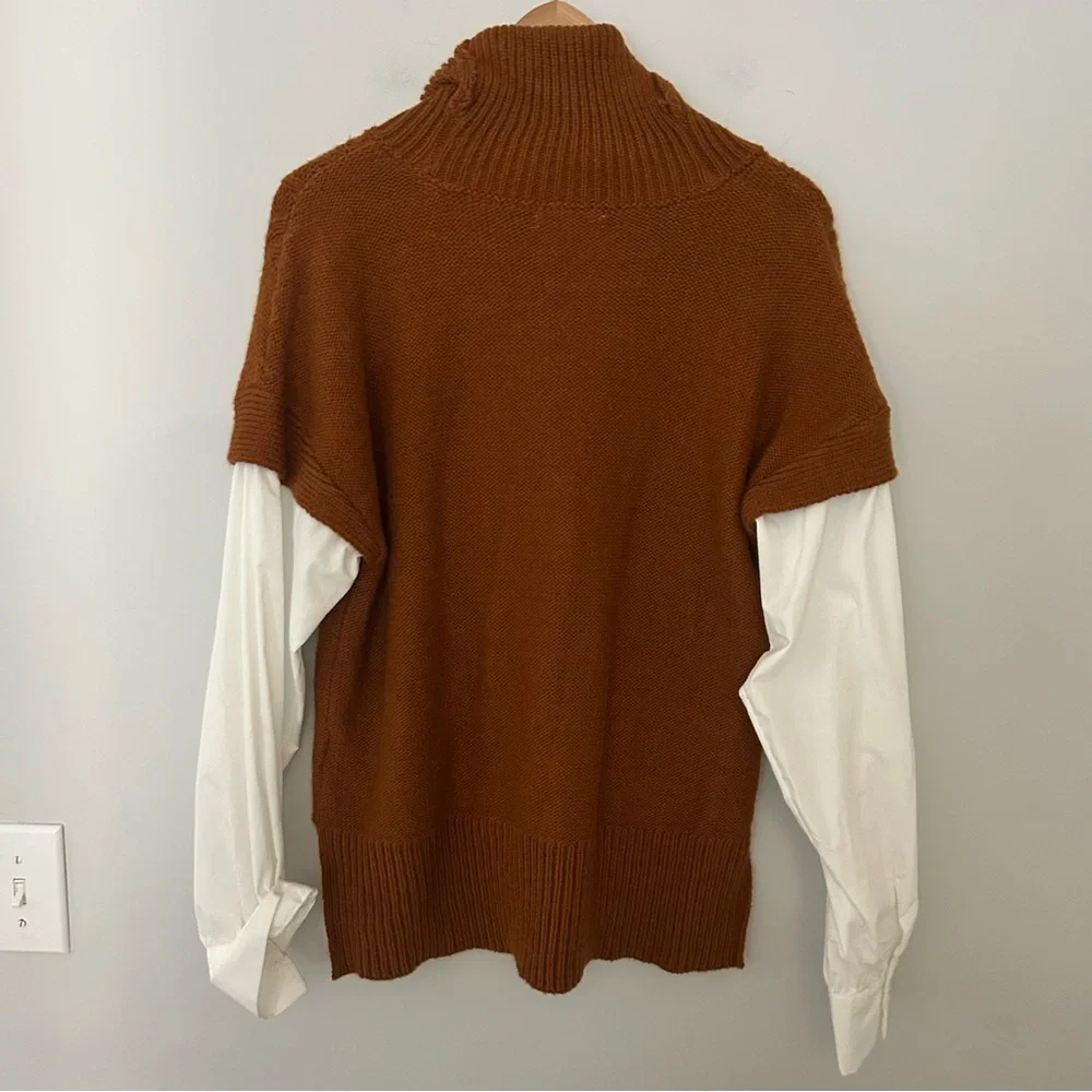 Anthropologie Layered Cable Knit Twofer Turtleneck Sweater - Picture 4 of 7